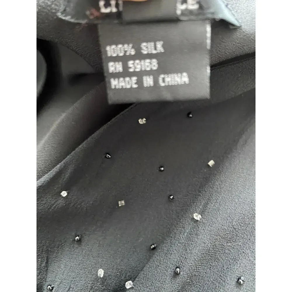 Vintage Karen Kane Silk Black Midi Dress Whimsigoth, Fairy, Witchy M 100% Silk - Picture 8 of 8